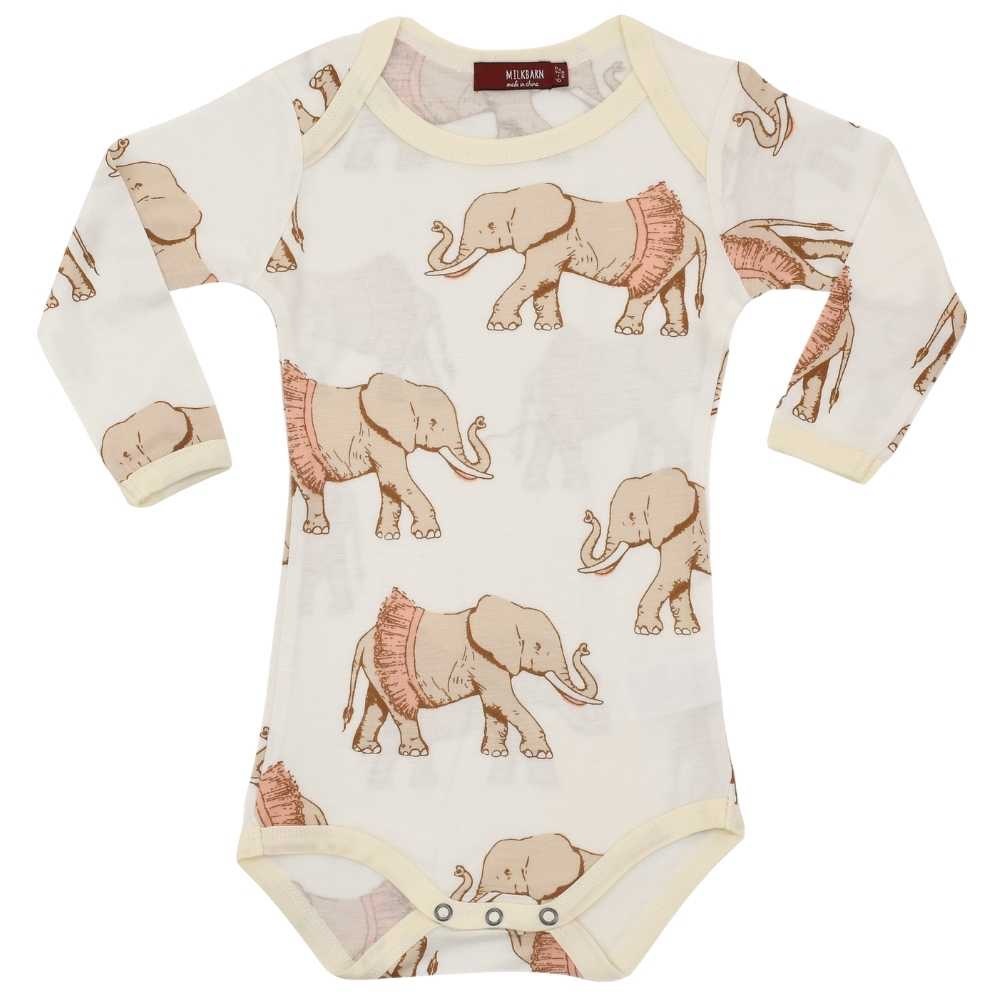 Milkbarn Kids Long Sleeve Bodysuit Tutu Elephant